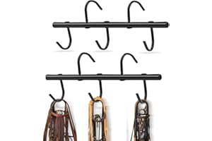 HDYEGIOU 2Pcs Black Tack Rack with 5 Swivel Hooks,Heavy Duty Portable Bridle Rack Bidle Hooks for Horse Tack Room,Stable,Barn,Trailer