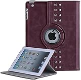 iPad 2 Case, iPad 3 Case, iPad 4 Case, BENTOBEN 360 Rotating Kickstand Smart Cover Retro Studded Auto Sleep and Wake Up Faux Leather Protective Case for iPad 2 3 4, Wine Red