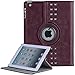 iPad 2 Case, iPad 3 Case, iPad 4 Case, BENTOBEN 360 Rotating Kickstand Smart Cover Retro Studded Auto Sleep and Wake Up Faux Leather Protective Case for iPad 2 3 4, Wine Red
