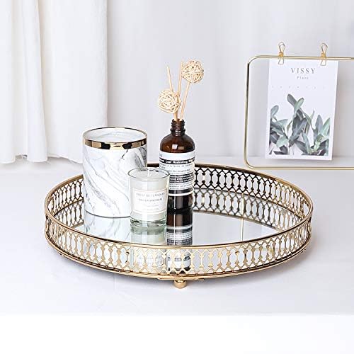 LULARINE Gold Vanity Tray, Decorative Mirror Tray for Home Vanity