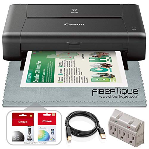 Canon PIXMA iP110 Wireless Mobile Inkjet Printer w/with Airprint(TM) and Cloud Compatible and Accessory Bundle with 3-Outlet + USB Cable + Fibertique Cloth - Thumbnail 5