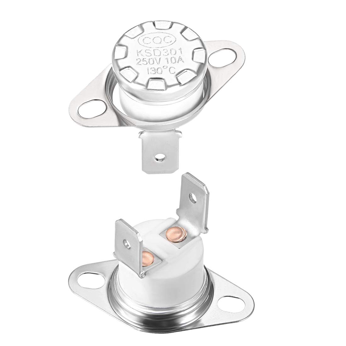 sourcing map KSD301 Thermostat 130°C/266°F 10A Normally Closed N.C Adjust Snap Disc Temperature Switch for Microwave,Oven,Coffee Maker 2pcs