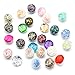 Soleebee Mixed Random 18mm Aluminum Glass Snap Button Jewelry Charms DIY Accessories (Shell+Rose)