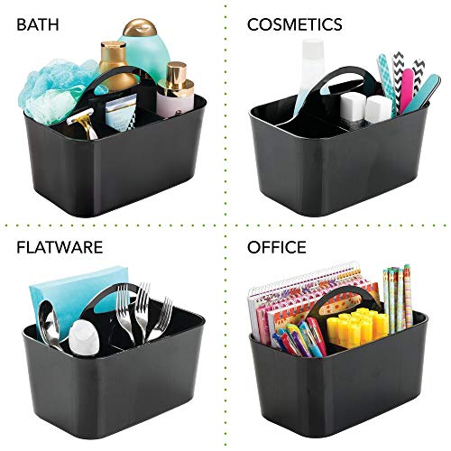 MDesign Plastic Cutlery Storage Organizer Caddy Bin Tote With Handle