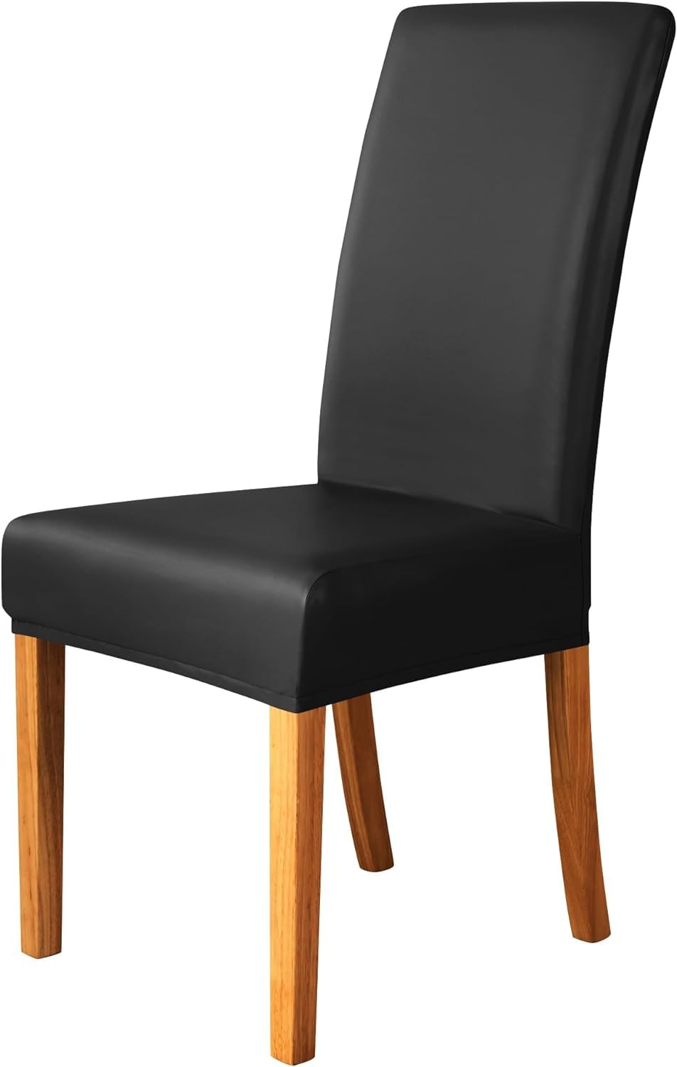 iEventStar PU Faux Leather Waterproof Stretch Dining Chair Cover Chair Protect Slipcover (Black, 2)