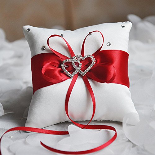 Wedding Flower Girl Basket Rings For Ring Bearer Pillow Garter Guest Book Pen Wedding Set Decoration Ribbon Ceremony Party Favors For Guests (DH Red)