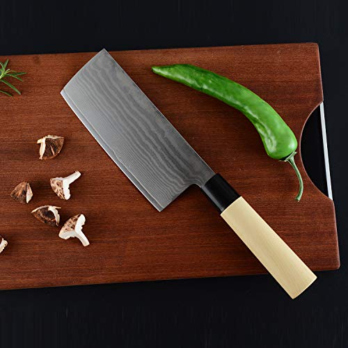 NASATER Deli Knife 6.5 Inch Damascus 9CR Japanese Super Steel Asian Knives for Home and Kitchen