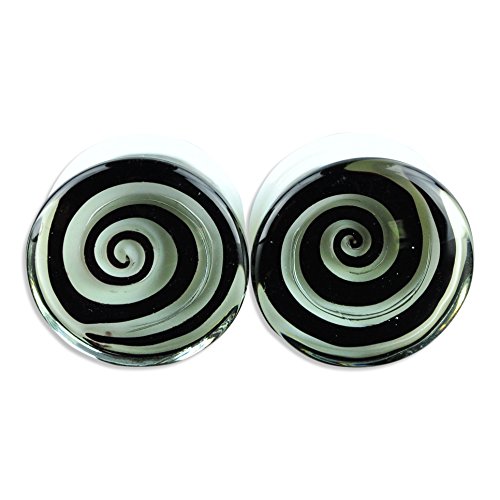 Black and White Twilight Zone Glass Plugs Ear Gauges