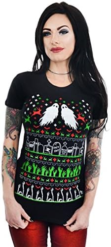 Too Fast Women's Grave Robber Zombie Christmas vs Halloween Ugly Christmas Babydoll T Shirt