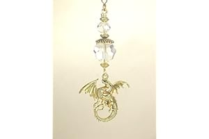 TRACE ELLEMENTS Golden Dragon with Clear Faceted Glass Ceiling Fan Pull