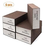 WELLGO 6 Pack Sanding Sponges,Coarse & Fine Sanding Blocks in 60/80/100/120/180/220 Grit Assortment- Great for Pot Brush Pan Brush Sponge Brush Glasses Sanding Wood Sanding Metal Sanding