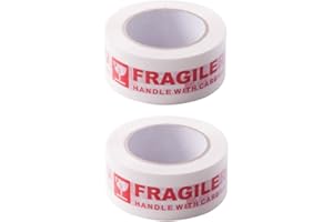 AGU Warning Fragile Tape-Handle with Care Packing Printing Tape-2 Inch x 330 Feet (110 Yards)-2 Rolls