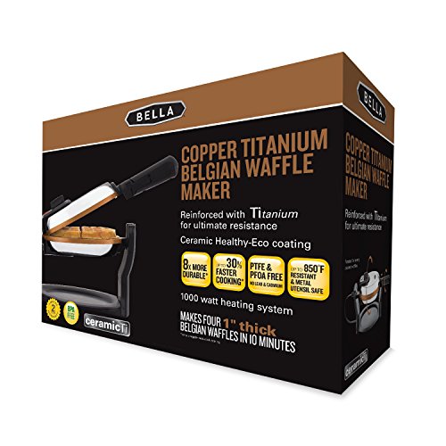 BELLA Copper Titanium Coated Rotating Belgian Waffle Maker, Stainless