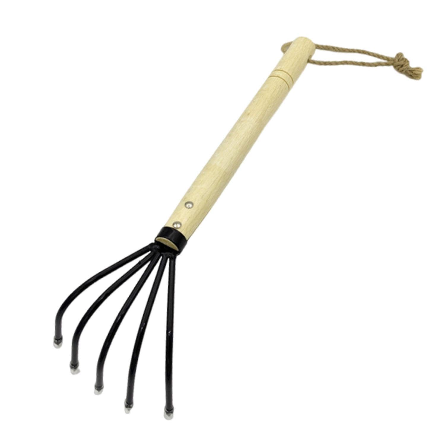 EOWVISN 1 Piece Hand Rake With Long Handle, Soil Loosening Tool, Gardening Garden Tool, Portable Rake, Ground Rake With Wooden Handle