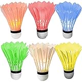 [6 Pack] InaRock LED Badminton Shuttlecock Dark Night Colorful Goose Feather LED Badminton Glow Birdies Lighting For Outdoor & Indoor Sports Activities