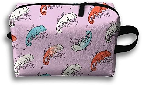 RPitaya Colorful Chameleon Pattern Printing Cosmetic Bag Toiletry Bag Handy Bag Travel Makeup Beauty Bag Storage Bags Organizer Pouch Bag For Home,Office,Travel