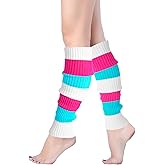 v28 Women Juniors Neon Ribbed Leg Warmers for 80s Eighty's Party Sports Yoga