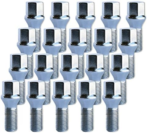 WheelGuard 954 Wheel Bolts, Grade 10.9, M12x1.5 Thread, Chrome Finish, 60 Degree Seat, 24mm Shank for Aftermarket Wheels (Pack of 20)