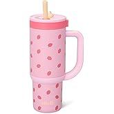 Ello Oasis 18oz Stainless Steel Kids Tumbler with Handle & Retracting Straw, 100% Leakproof, Double-Wall Vacuum Insulated, Kids Water Bottle for School, BPA Free + Dishwasher Safe, Strawberries