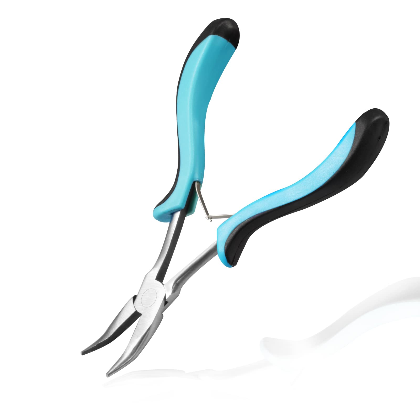 LEONTOOL Long Reach Bent Nose Pliers Mini Bent Chain Nose Pliers Smooth Jaw Jewelry Making Pliers for Crafting and Repair Jewelry Making Supplies Narrow Spaces and Limited Clearance Areas