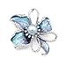 Glamorousky Flower Brooch with Silver Austrian Element Crystal and Grey Fashion Pearl