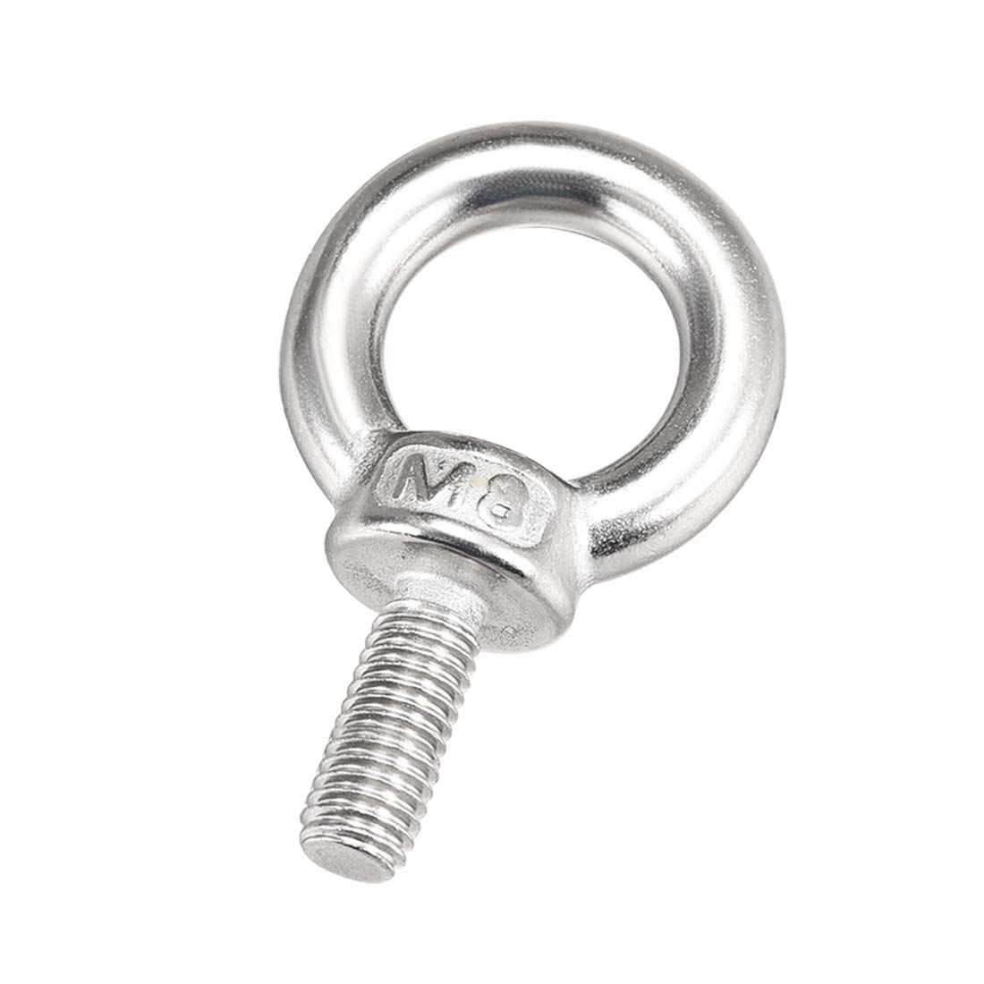 Sourcingmap Lifting Eye Bolt M8 x 20mm Male Thread 304 Stainless Steel for Hanging, Pack of 5