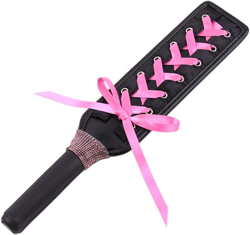 Leather Paddles Supply Straight or Knobbed Whip,Lace Bow for Sports Paddle with Heart Shaped Cutouts for Sports Crop Solid Rod with Soft or Thick Leather Tails, Style Choice