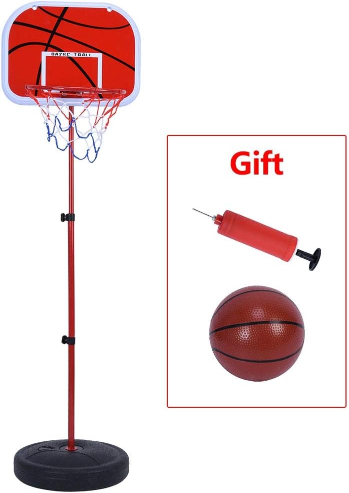 Yunnyp Basketball Stand Outdoor Indoor Sports Iron,Height Adjustable Basketball Stand System Hoop Backboard Net Kit for Children