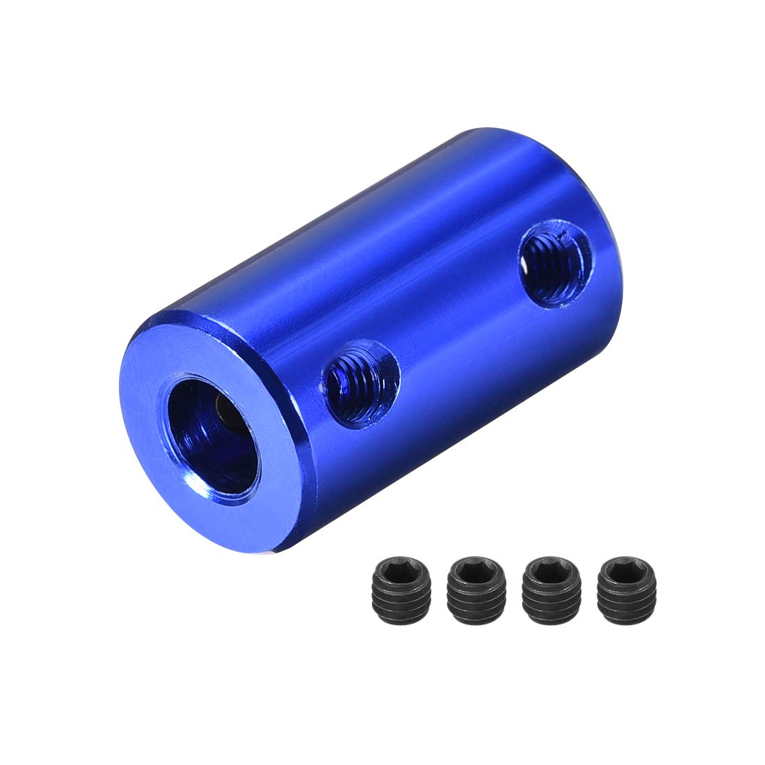 sourcing map 5mm to 1/4 Inch Bore Rigid Coupling Set Screw L25XD14 Aluminum Alloy,Shaft Coupler Connector for 3D Printers, Motor Accessories,Dark Blue,4pcs
