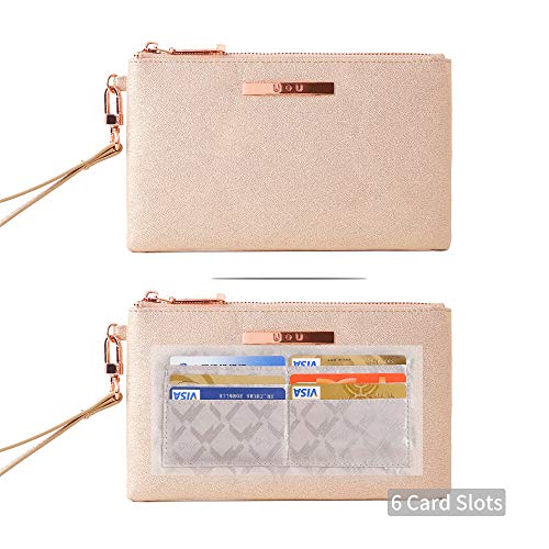 Womens Soft Lightweight Wristlet Clutch - Ladies Glitter Wristlet Organizer with Card Slot