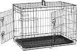 AmazonBasics Double-Door Folding Metal Dog Crate Cage - 30 x 19 x 21 Inches