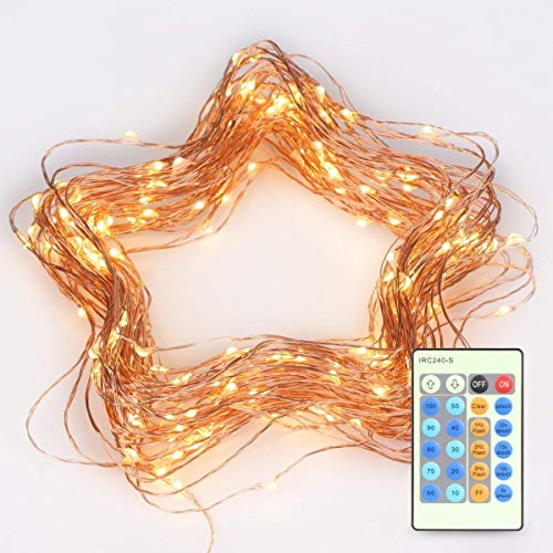 LED String Lights – 33FT100 LED String Lights Dimmable with Remote Control, Waterproof Decorative Lights For Garden, Patio, Gate, Yard, Bedroom, Wedding, Parties (Silver Wire Lights，Warm White)