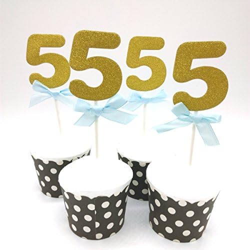 Hemarty 12 Pieces First Birthday Cupcake Toppers 1st Party Decorations Boy Girl I AM ONE Year Gold 1 Anniversary Paper Supplies (5, Blue)