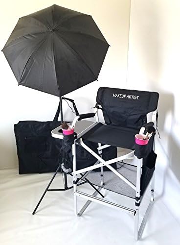 SAME DAY SHIPPING--65TT TuscanyPro Tall Makeup Chair DELUXE COMBO w/ LIGHT and CHAIR CARRY BAG -TWO ROUND BRUSH HOLDERS AND A MESH-TRASH-BAG ARE INCLUDED---A BONUS WAIST-BRUSH-HOLDER ALSO INCLUDED...