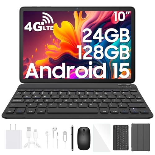 Blackview Tab60 Pro Android 15 Tablet 10 Zoll, 24GB(8GB+16GB Erweiterung) RAM+128GB ROM(2TB TF), Dual 4G LTE SIM,Octa Core PC Tablets, 7700mAh Akku, W