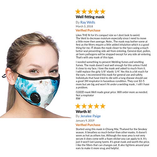 Debrief Me Dust Mask - Anti Pollution Breathable Respirator Mask (1 Mask + 6 Filters) Military Grade N99 Flu Mask Carbon Activated Filtration - Reusable Washable - Comfy Cotton Adjustable (Lotus)