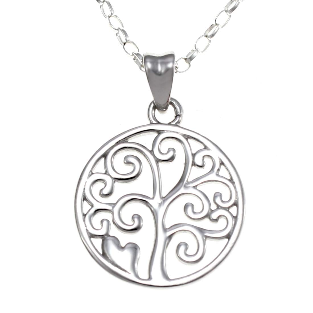 Alexander Castle Sterling Silver Tree of Life Celtic Pendant Necklace with 18" silver Chain & Jewellery Gift Box. Womans Yggdrasil Crann Bethadh gift with silver chain.
