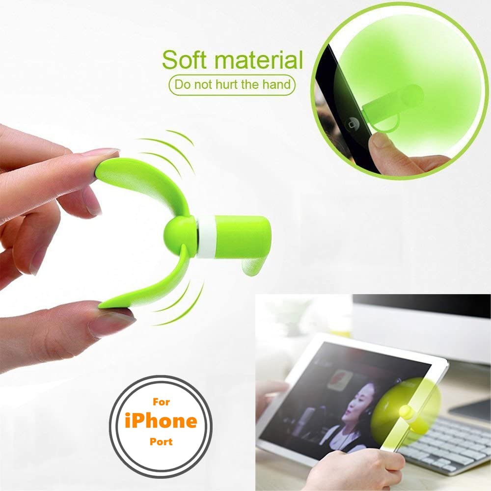 YUNLOVXEE Cell Phone Fan for iPhone - 4 Pack Personal Mini USB Fan Plug in Mobile Phones, Small Portable Pocket Cellphone Fan for iPhone 14 13 12 11 10 9 Plus Pro Max iPad