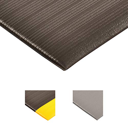 NoTrax 410 PVC Airug Safety/Anti-Fatigue Floor Mat, for Dry Areas, 2' Width x 3' Length x 3/8" Thickness, Black