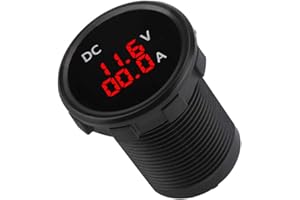 EVGATSAUTO Digital Voltmeter Ammeter, 12-24V DC, Red LED Display, for Motorcycle Car Boat ATV