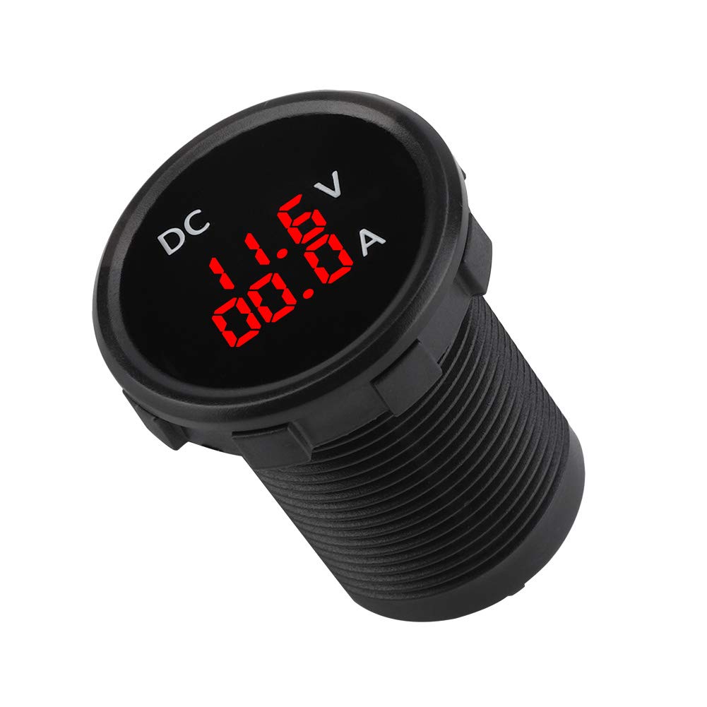 Digital Voltmeter Ammeter, 12-24V Digital Voltmeter Ammeter Voltage Current Meter Red LED Display for Car Motorcycle Boat ATV Caravans