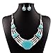 XY Fancy Vintage Look Retro Antique Silver Plated Cloun Flower Necklace Earrings Turquoise Jewelry (S000)