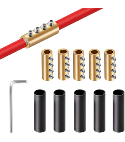 10er-Satz Drahtverbindermuttern – 10 AWG, Messing, 80 Ampere, Wasserdicht Mit Schrumpfschlauch Und Schrauben – Für Boote, Kfz Und Haushaltsgeräte – Einfach Und Sicher