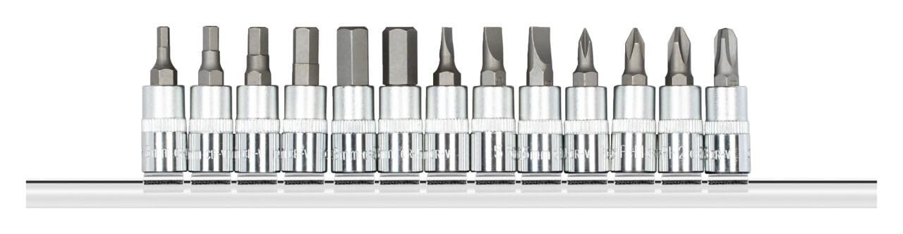 GEDORE Red Screwdriver Inserts 1/4 Inch Hexagonal Slotted PH on Plug-in Strip 13 Pieces