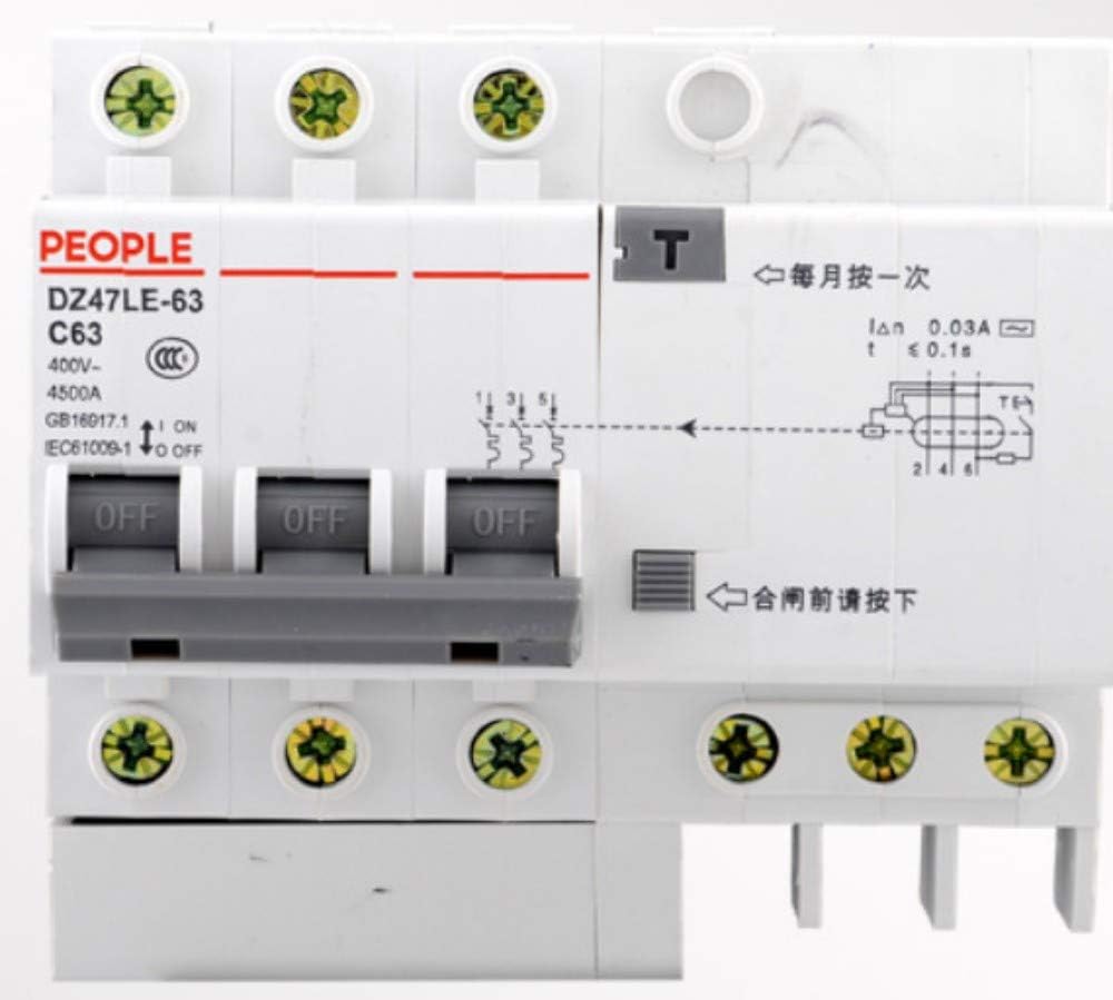 xaidsk Air switch with leakage protector household main switch electric switch circuit breaker 3P, 40A