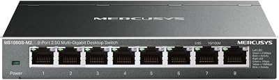 MS108GS-M2 8-Port 2,5-Gigabit Unmanaged Netzwerk Switch, Ethernet-Splitter, Plug & Play, Desktop-/Wandmontage, lüfterloses Metalldesign