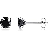 PATISORNA 925 Sterling Silver 5mm Long Post Cubic Zirconia Stud Earrings for Women Men, CZ Studs Earrings Hypoallergenic