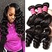 YIROO 9A Brazilian Loose Wave Virgin Human Hair Bundles,100% Unprocessed Human Hair Extensions Weave Natural Color (16 18 20inch, 1B)