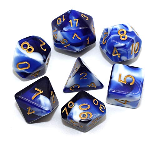 HD DND Dice Blue White Black RPG Polyhedral Dice Set Fit Dungeons and Dragons(D&D) Pathfinder Role Playing Games 7 Dice Set with Dice Bag - Thumbnail 5