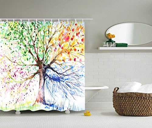 3D Polyester Shower Curtain,Mold and Mildew Resistant/Waterproof Shower Curtain for Bathroom 72 X 72 Inch By Royal Textile (Colorful Tree)